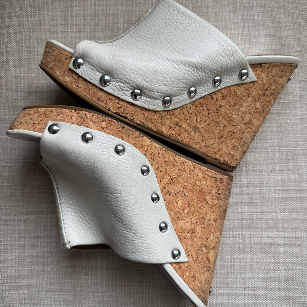 Michael Kors White Wedge Sandals with Cork Heel